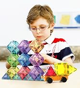 PicassoTiles 80 Pcs Magnetic Building Tiles Magnet Building Block Toys W/Car Diamond Educational ...