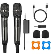 HUACAM Wireless Microphones, UHF Metal Black Rechargeable Wireless Microphone,with 6.35mm(1/4") a...