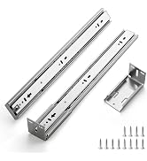 22 Inches Drawer Slides - 10 Pairs Soft Close Drawer Slides Heavy Duty Side Mount Ball Bearing Br...