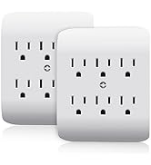ELEGRP 6-Outlet Extender with Central Anchor, 3-Prong Grounded Wall Tab, Multiple Outlet Extender...