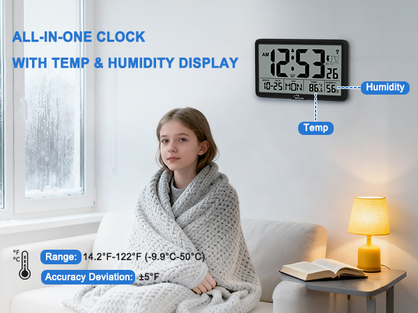 Atomic wall clock with temperature