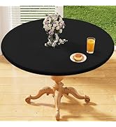 homing Round Elastic Fitted Tablecloth, Water-Resistant Fabric Tablecloths for 45"-56" Tables, Wa...