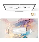 Colorful Star Waterproof Blue Purple Marble Desk Pad, Leather Desk Mat Large Keyboard and Gaming ...