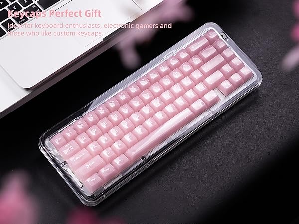 Keycaps Jelly Pink, Clear Cute Keycaps, Transparent Custom Cherry Profile Keyboard Key Cap