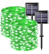 JMEXSUSS 2 Pack Green Solar Halloween Lights, Total 66ft 200 LED Green Solar Lights Outdoor, Wate...