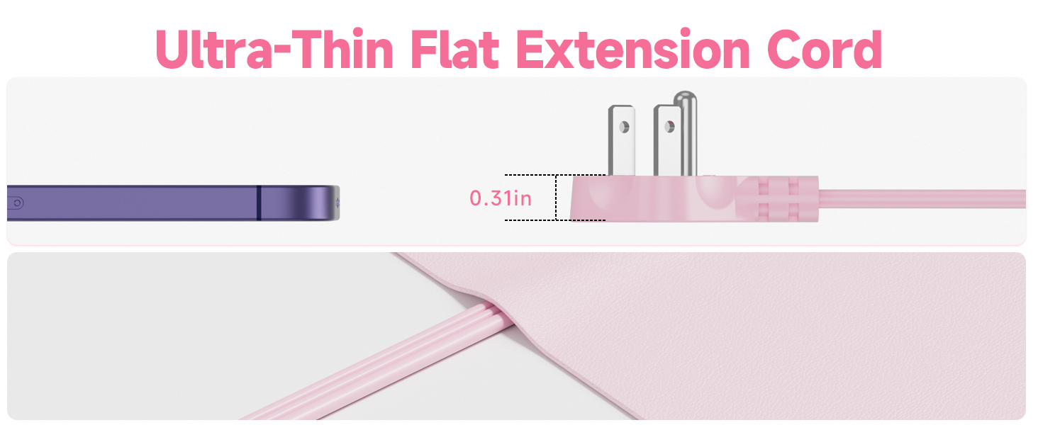 Flat pink extension cord