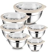 TeamFar Mixing Bowls Set of 6, Stainless Steel Salad Mixing Bowls with Visible Lids, Metal Nestin...
