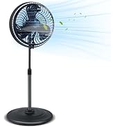 ARLIME Misting Pedestal Fan, 16 Inch Oscillating Fan with Hose Connector, 3 Micro-Mist Levels, 3 ...