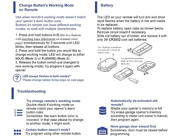 890Max Garage Door Opener Remote 