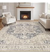 Area Rug for Living Room - 9x12 Washable Boho Vintage Oriental Distressed Farmhouse Large Thin In...