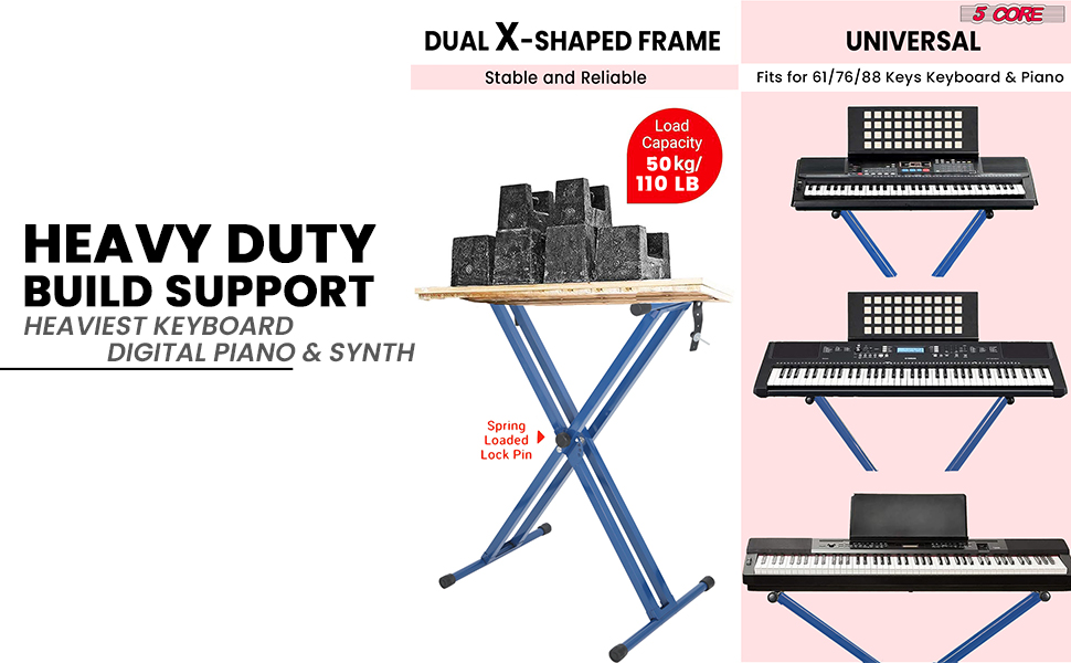 Keyboard Stand Single X Style 7 Adjustable Digital Electric Piano 61 76 88 Keys