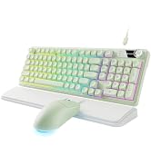 EWEADN Wired Keyboard and Mouse Combo with Detachable Wrist Rest, Quiet Ergonomic Keyboard Mouse ...