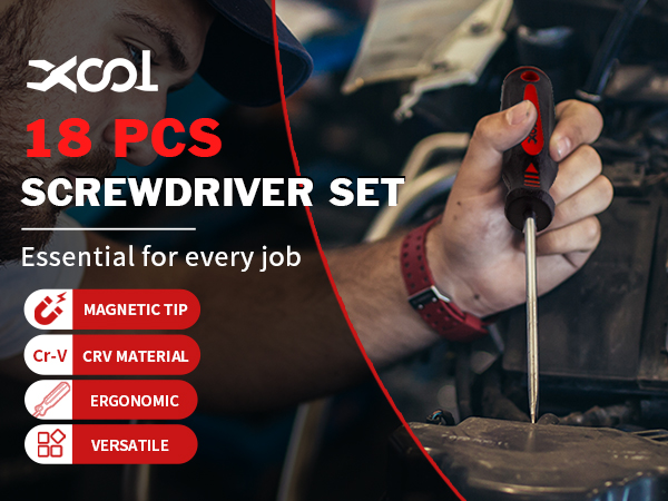 XOOL 18 PCS Magnetic Screwdriver Set with Case