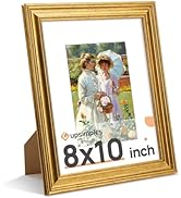 upsimples Vintage 8x10 Picture Frame, Antique Gold Frames Display 5x7 with Mat or 8 x 10 Without ...