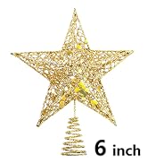 URATOT Glittered Christmas Tree Topper Metal Christmas Treetop Hallow Wire Star Topper for Christ...