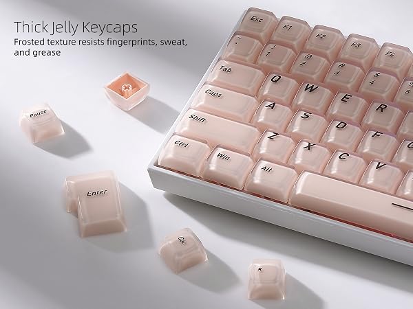 Womier pbt Jelly Keycaps Frosted, Foundation Shine Through Keycaps for Mechanical Keyboards