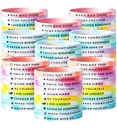 KUCLIN 100 Pieces Ultra Thin Motivational Wristbands Friendship Bracelets Colored Inspirational Q...