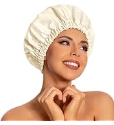 Reusable Shower Cap for Women, Large Waterproof Shower Bonnet Washable Elastic Band Bath Hair Hat...
