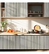 Shackcom Wood Slat Wallpaper Peel and Stick, 17.5" x 393.7" Grey Self-Adhesive Wood Grain Contact...