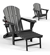 Ciokea Folding Adirondack Chair Fire Pit Chair Patio Adirondack Chair Weather Resistant with 2 Cu...