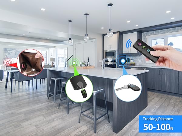 Esky Ultra Slim Key Finder, TV Remote Finders Locator with 80dB Sound 6 Receivers Wallet Trackers