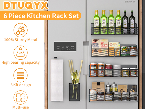 Magnetic Spice Rack for Refrigerator, % Metal Strong Magnet Shelf, Space Saving Spice Organizer