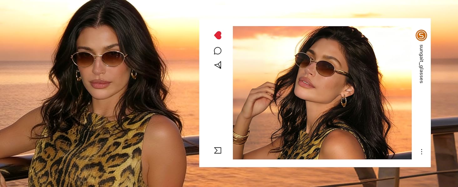 Vintage Luxury Oval Sunglasses for Women Polarized