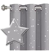 H.VERSAILTEX Blackout Star Curtains for Kids Room Boys Girls Twinkle Silver Stars Thermal Insulat...