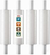 Stretch Wrap with Handle Industrial Strength 4 Pack 11" x 1000 Ft 60 Gauge Thick (15 Micron) Shri...