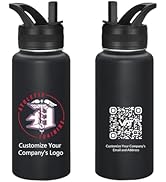 Personalized Water Bottle 32oz, Custom Logo Water Bottle 100 Pack,Insulated Stainless Steel,Custo...