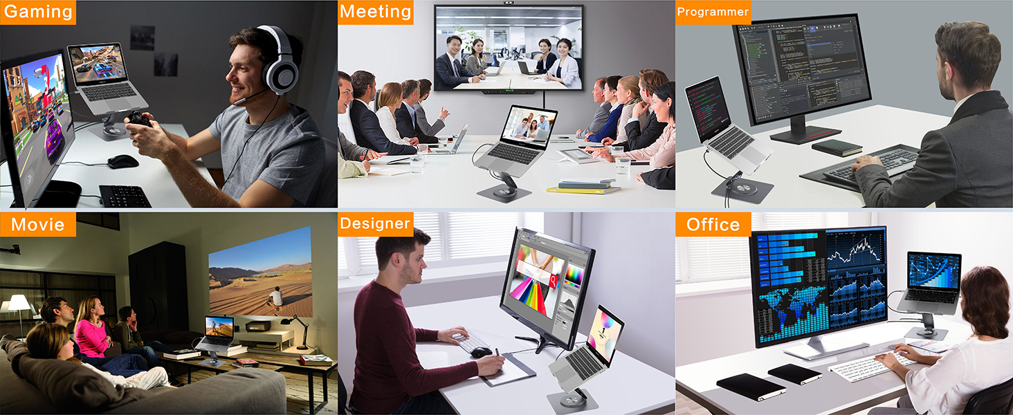 multiple functional laptop stand with dual display port dual monitor HDMI port HDMI connector