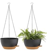 SQKH 12 Inch Hanging Baskets 2 PC with Chains, Self-Watering Hanging Planters for Indoor Outdoor ...