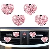 4PCS Heart-Shaped Car Vent Clips with Rhinestone,Bling Air Vent Clips Car Decorations,Premium Shi...