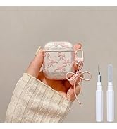 inewateri Compatible for AirPods 2 Case with Cleaner Kit Soft Cute Bow Pattern Fashion Design Bow...