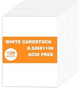 120 Sheets Cardstock 8.5x11, 65lb White Card Stock, White Construction Paper, 180gsm Thick Printe...