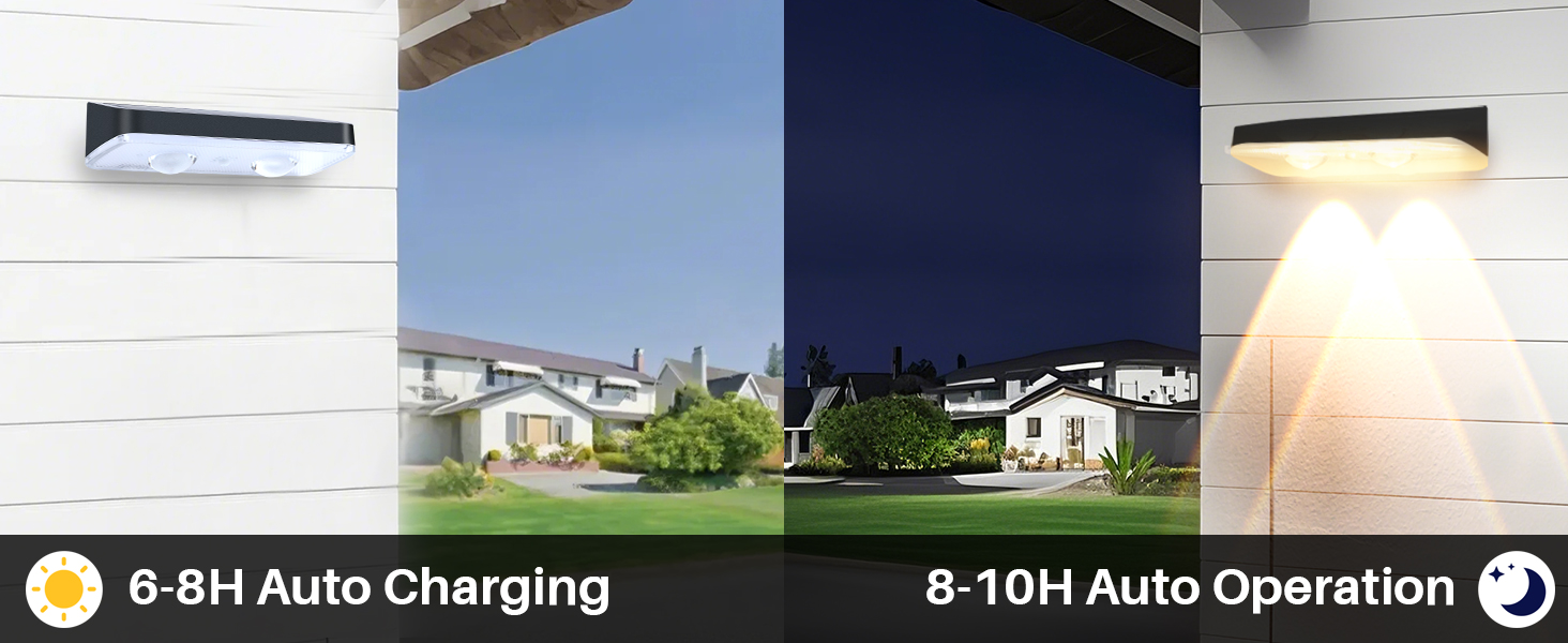 Solar Fence Lights with 3 Modes Bright LED Lens Outdoor Solar Wall Light for House Number