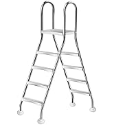 Above Ground Pool Ladder,54" Heavy Duty Luxury Pool Ladder,4-Steps Swimming Pool Ladder,304 Stain...