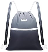 WANDF Drawstring Backpack Sports Gym Bag with Shoulder Pads Water Resistant String Bag Cinch Bag ...
