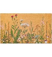 FYSUIMU Vintage Wildflower Natural Coir Doormat Retro Floral Welcome Floor Mat Non-Slip Spring En...
