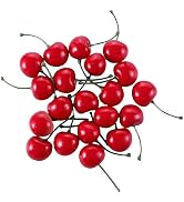 Tiosen 20Pcs Artificial Cherry Ornaments, Red Lifelike Mini Fruit Model Home Decor Photography Props