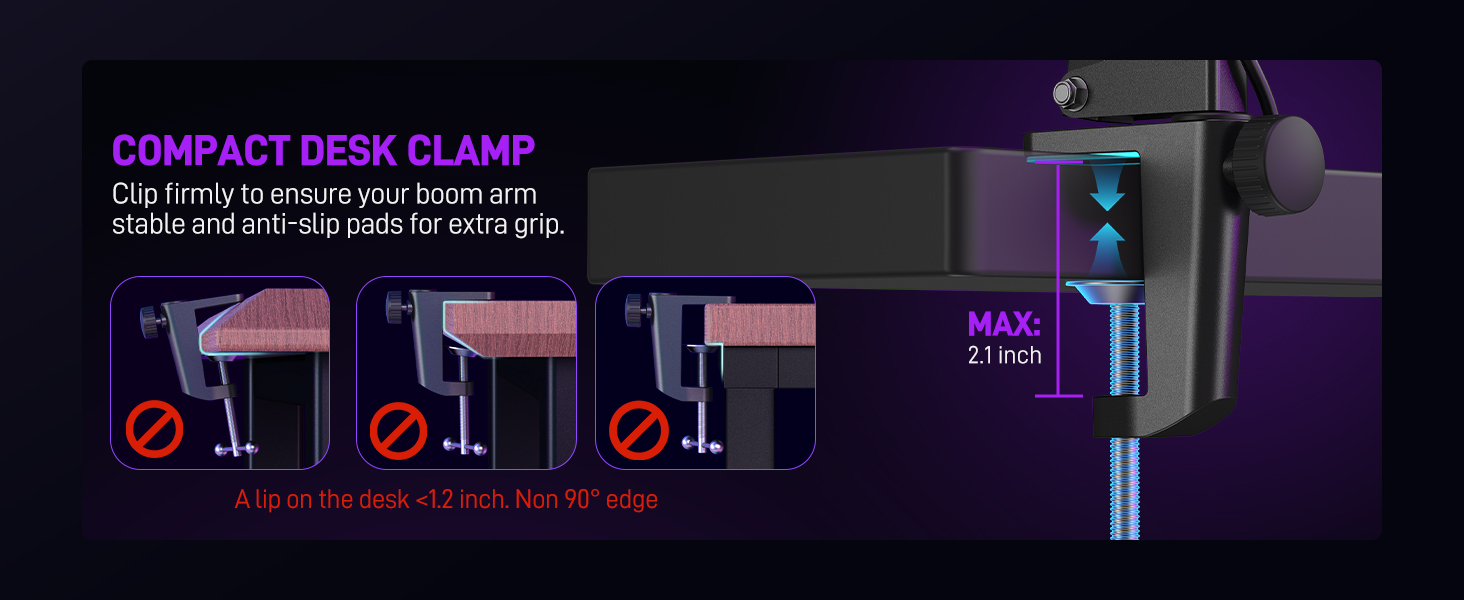 Heavy duty arm stand with c-clamp