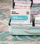 laundry sheets in luggage