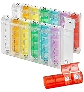 Weekly Pill Organizer - (Pack of 2) Pill Planners for Pills &amp; Vitamins Each Day Week, Four Times-...