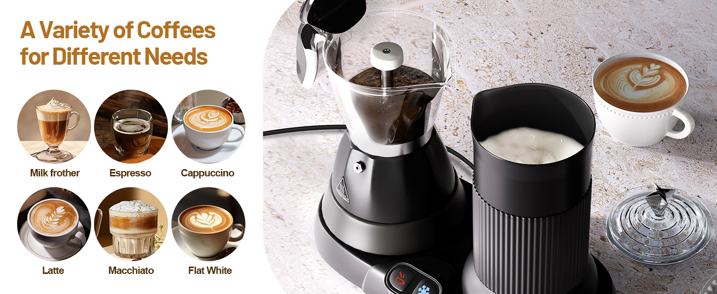 moka pot and milk frother