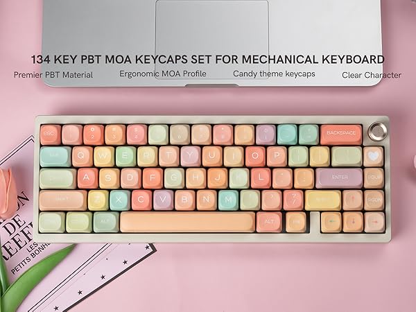 womier Cute Candy keycaps Set,dye Sublimation pbt keycaps 60% 75% 100%,MOA Profile Custom keycaps