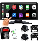 RV Backup Camera System with Carplay, 10.36" Touch Quad Split Monitor + 1080P 4 Camera System wit...