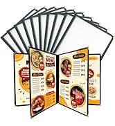 FLKQC Tech 10 Pack 8 View Restaurant Menu Covers/Fits 8 1/2" x 11" Paper (4 Page)