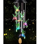 DesGully Wind Chimes,Hummingbird Solar Wind Chimes for Outside,Aluminum Tubes Memorial Wind Bell ...