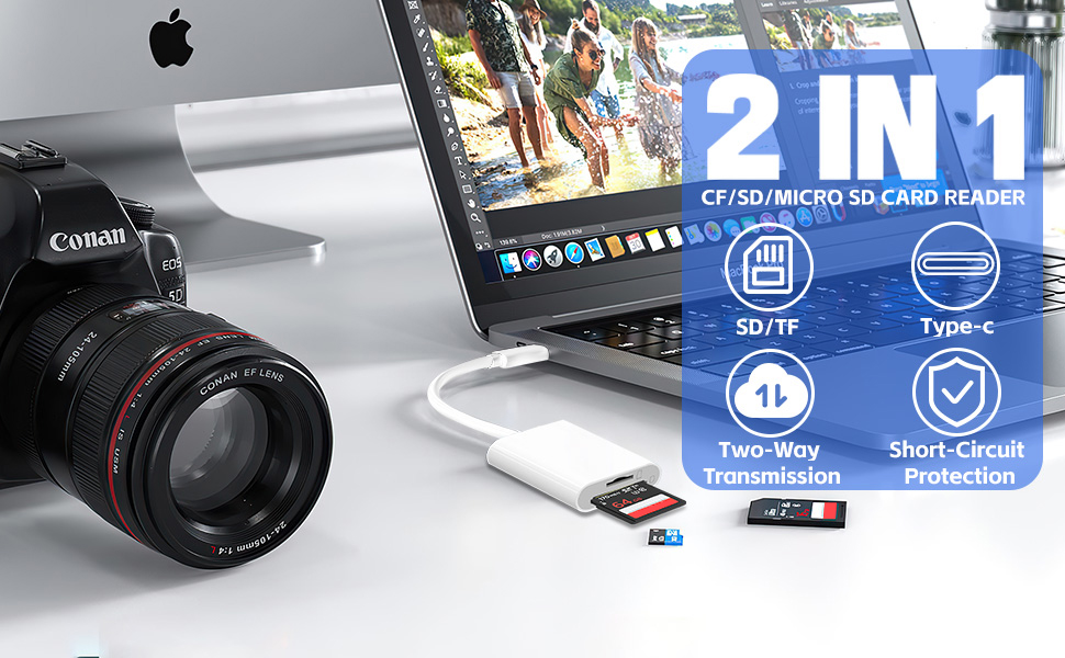2-in-1 SD Card Reader CF MICRO SD CARD READER TYPE C