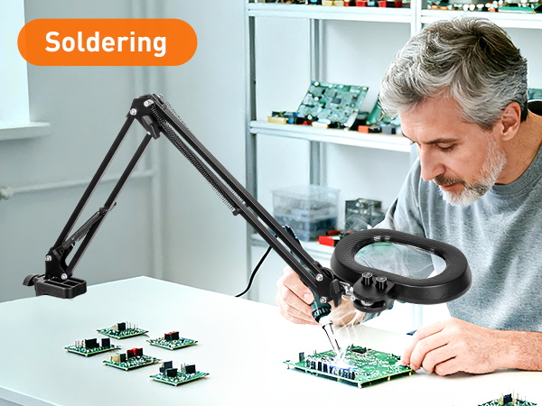 magnifying lamp light lighted magnifying glass with stand Welding repair of circuit board soldering